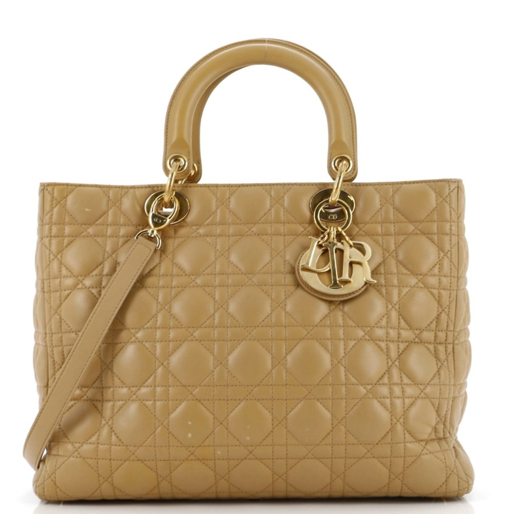 Lady Dior Cannage Tan Tote Bag with Iconic Design GUC
